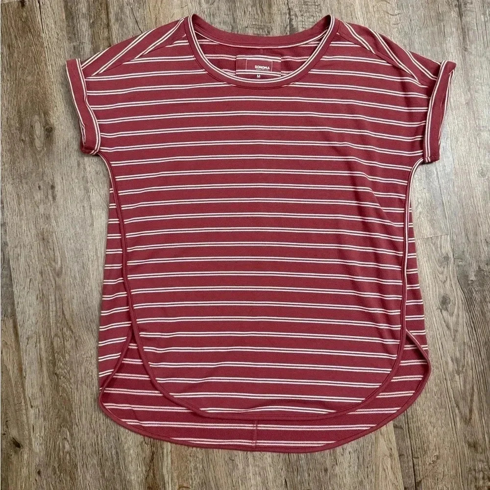 Sonoma • Striped Curved Hem Shirt